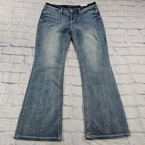 Miss Me Bootcut Jeans Womens 33 Blue Embroidered Sequin Mid Rise M3444B70BV